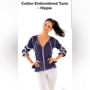 Gretchen Scott Cotton Embroidered Tunic- Hippie Navy S